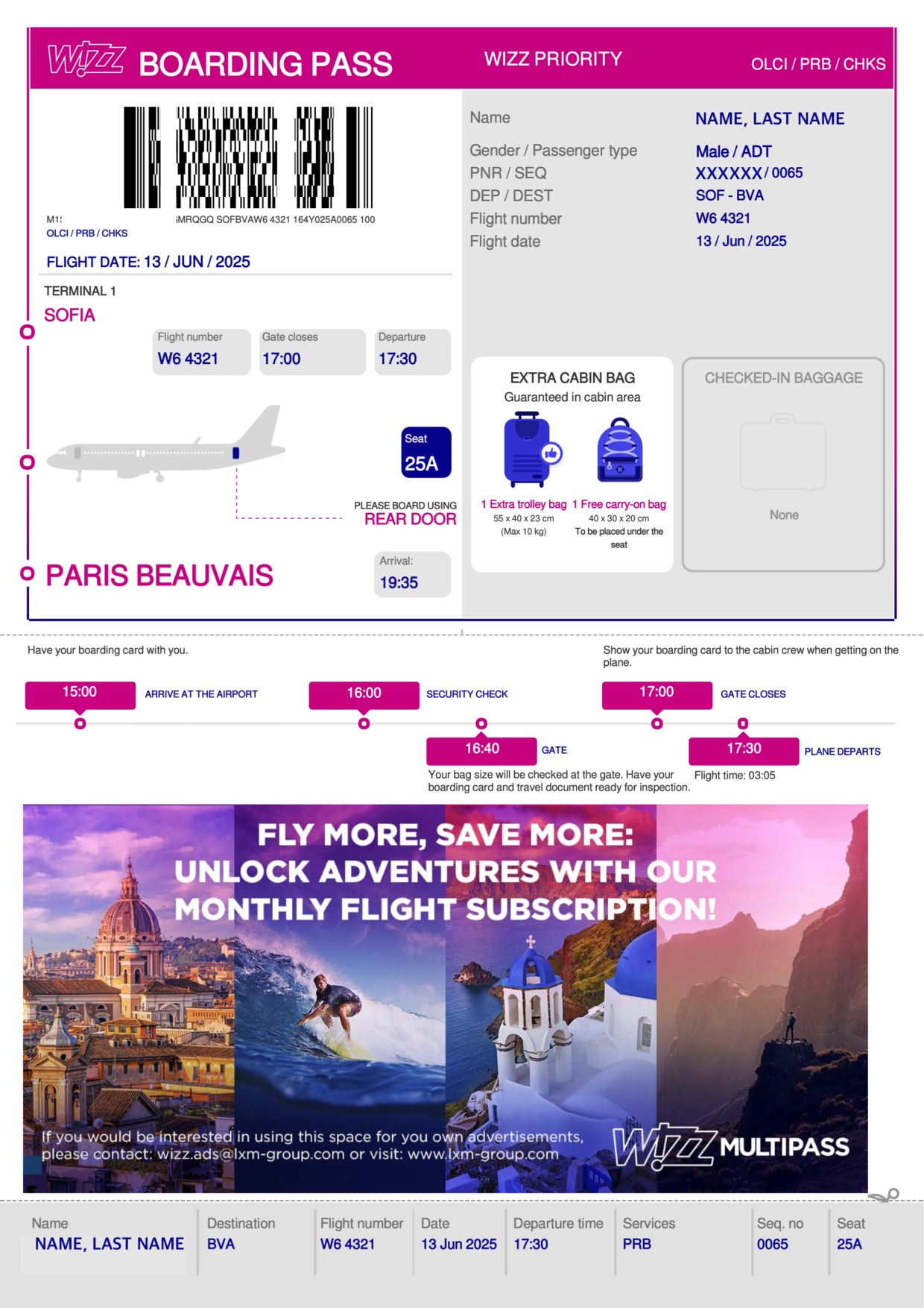 karta pokładowa Wizz Air